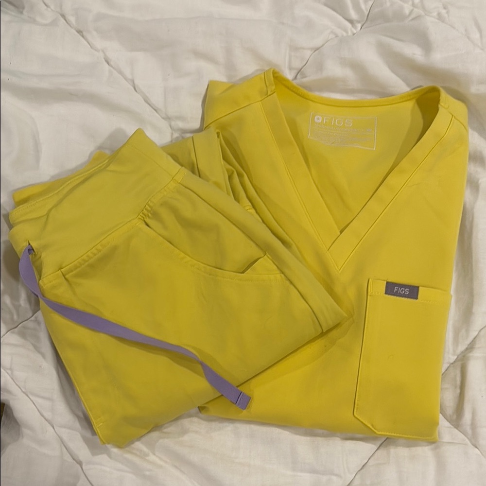 Figs XS high waisted Zamora Lifesaver Yellow PANTS ONLY top sold